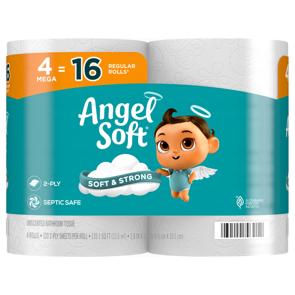 Angel Soft Mega Roll 2-Ply Toilet Paper Unscented