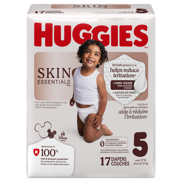 Huggies Skin Essentials Size 5 Baby Diapers 27+ lb