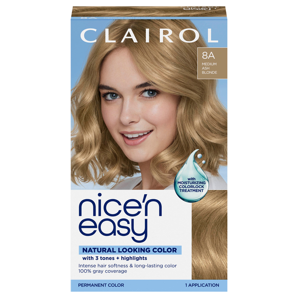 Clairol Nice 'n Easy Permanent Hair Color Medium Ash Blonde 8A