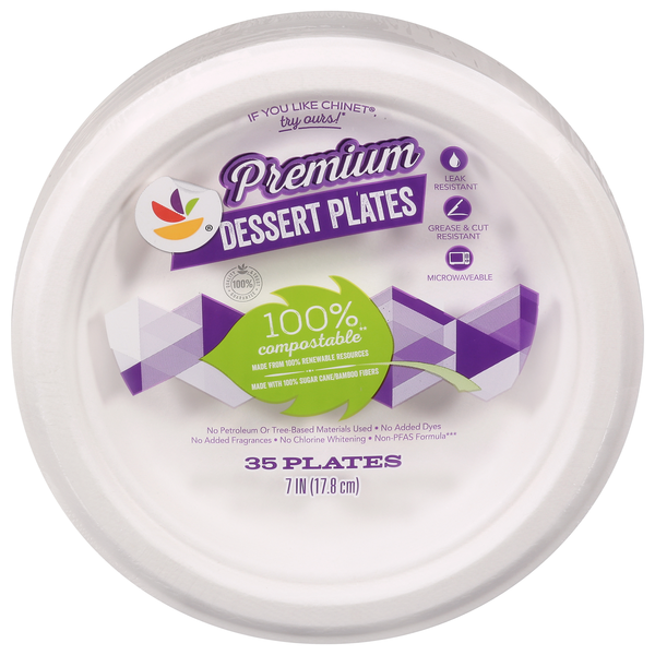 Giant Premium Compostable Dessert Paper Plates 7 Inch