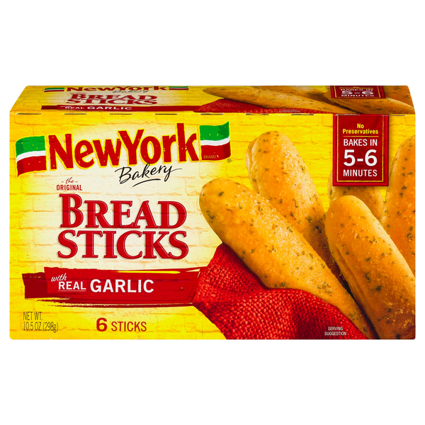 New York Bakery Original Garlic Breadsticks - 6 ct Frozen