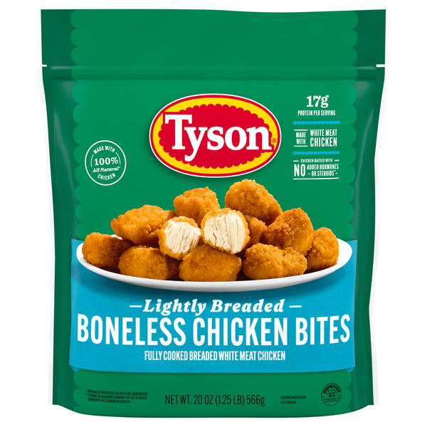 Tyson Fully Cooked Lightly Breaded Boneless Chicken Breast Bites Frozen