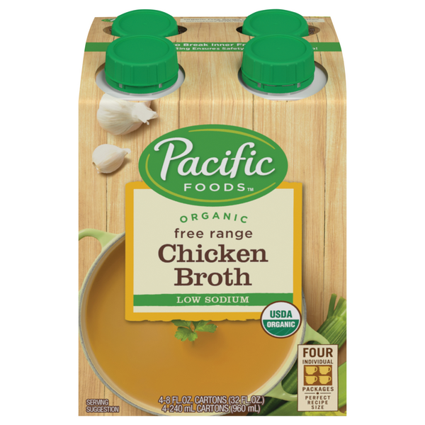 Save on Pacific Foods Chicken Broth Free Range Low Sodium Organic 4