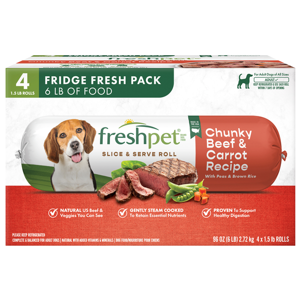 Freshpet Chunky Beef & Carrot Recipe Adult Dog Food Refrigerated - 4 ct