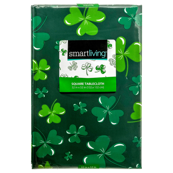 Smart Living Square St. Patrick's Day Tablecloth Green w/Shamrocks 52 Inch