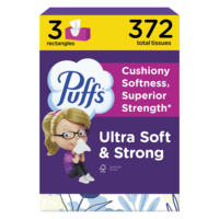 Puffs Ultra Soft 2-Ply Facial Tissue Flat Box 124 ct ea - 3 pk