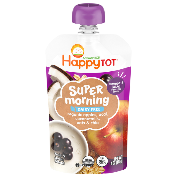 Happy Tot Organics Stage 4 Super Morning Apples Acai Coconut Milk & Oats