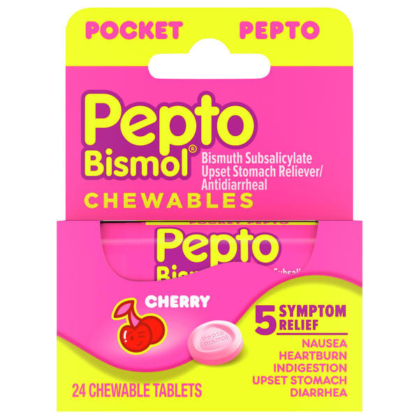 Pepto Bismol Chewables 5 Symptom Relief Cherry Tablets