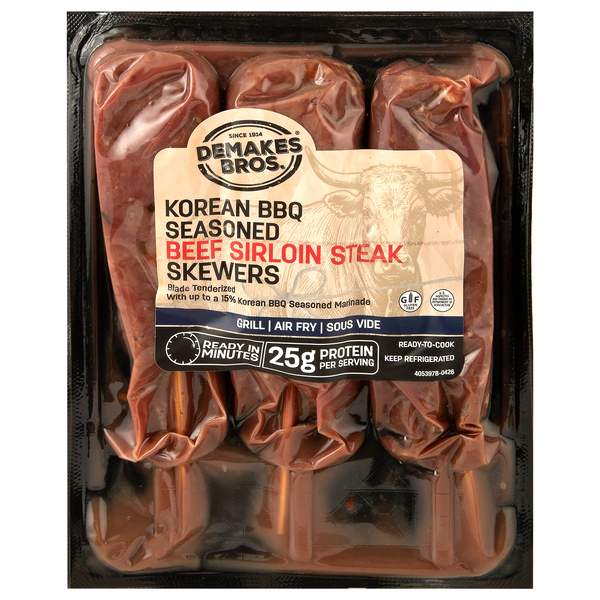 Demakes Bros. Korean BBQ Seasoned Beef Sirloin Steak Skewers