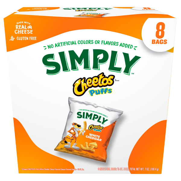 Cheetos Cheese Flavored Snacks Simply Puffs White Cheddar - 8 ct