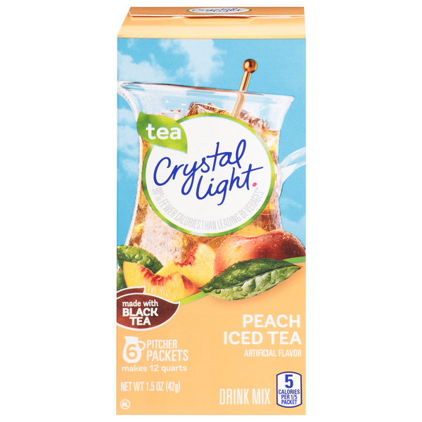 Crystal Light Sugar Free Peach Iced Tea Mix Pitcher Packets - 6 ct