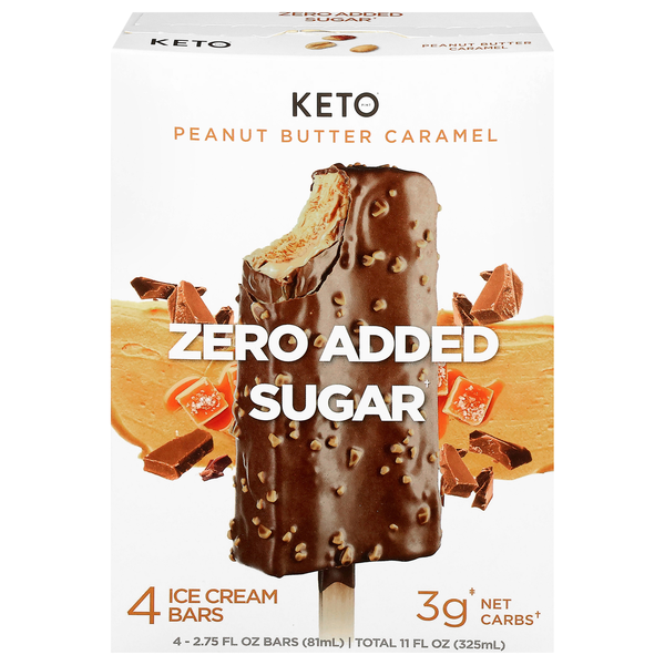 Keto Zero Sugar Added Peanut Butter Ice Cream Bars - 4 ct