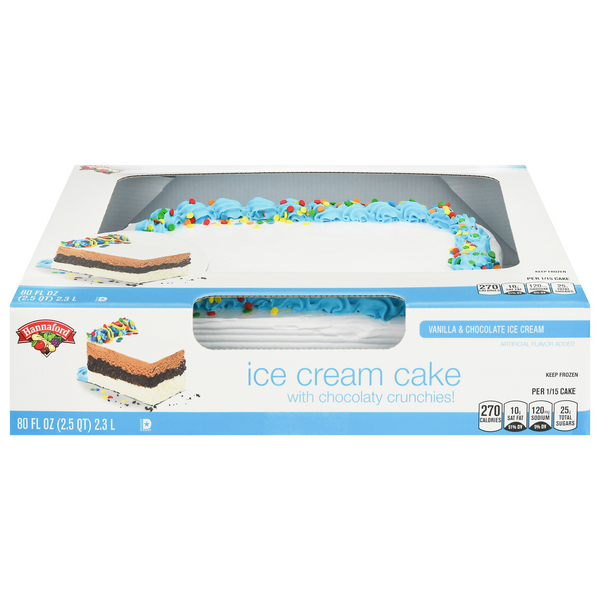 Hannaford Vanilla & Chocolate Ice Cream Cake w/Chocolaty Crunchies Frozen