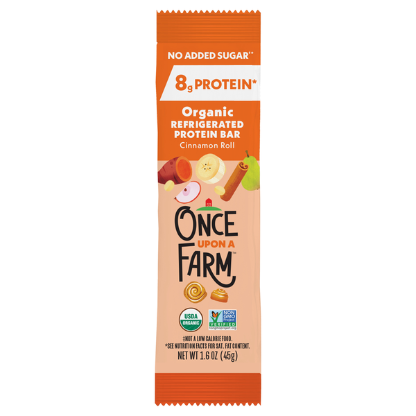Once Upon a Farm Organic Cinnamon Roll 8g Protein Bar Refrigerated