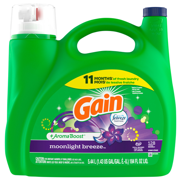 Save on Gain +Aroma Boost Moonlight Breeze Liquid Laundry Detergent