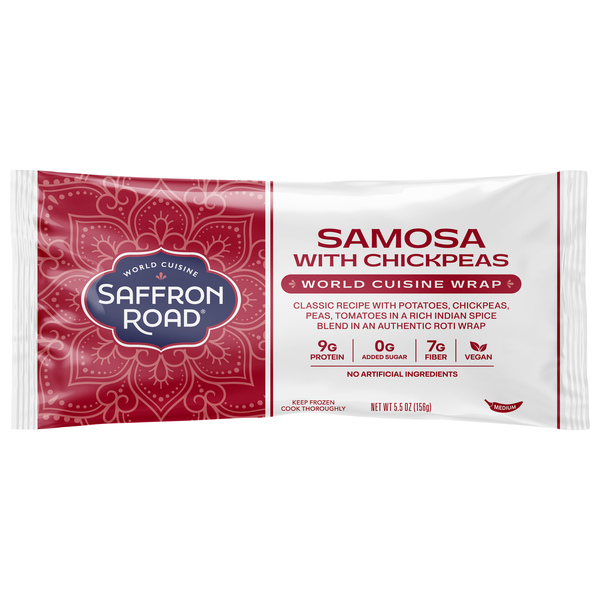 Saffron Road Vegan Samosa with Chickpeas Artisan Wrap Frozen