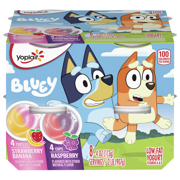 Save on Yoplait Kids Bluey Low Fat Strawberry Banana Raspberry Yogurt