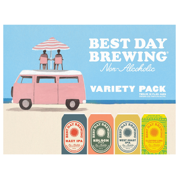 Best Day Brewing Non-Alcoholic Beer Variety Pack - 12 pk
