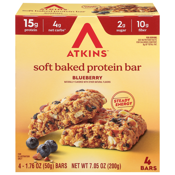 Atkins Blueberry Soft Baked Protein Bars - 4 ct
