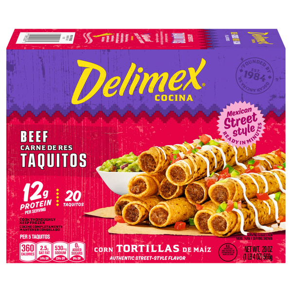 Delimex Beef Corn Taquitos - 20 ct Frozen