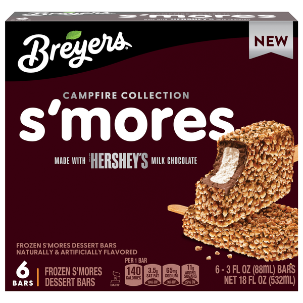 Breyers Campfire Collection S'mores Frozen Dessert Bars - 6 ct