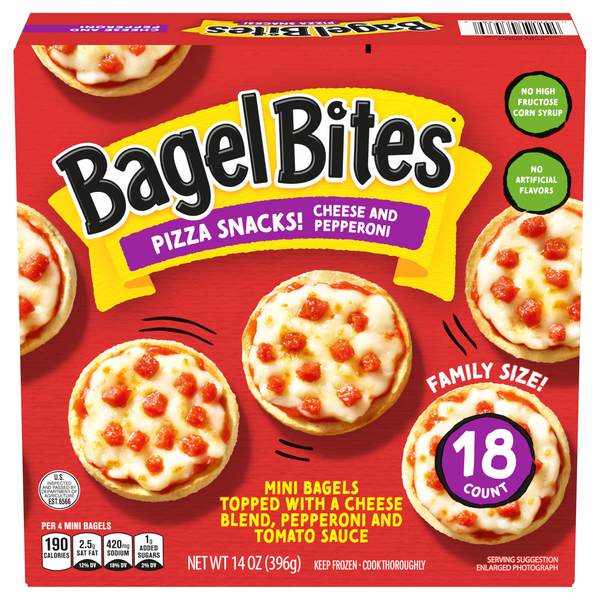 Bagel Bites Cheese & Pepperoni Mini Pizza Snacks - 18 ct Frozen