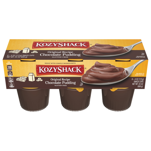 Kozy Shack Gluten Free Original Recipe Chocolate Pudding Snack Cups - 6 ct