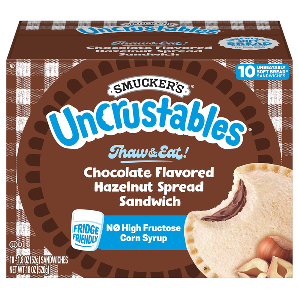 Smucker's Uncrustables Chocolate Flavored Hazelnut Spread Sandwich - 10 ct