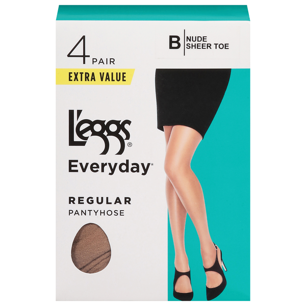 L'eggs Everyday Pantyhose Nude Sheer Toe Regular Size B