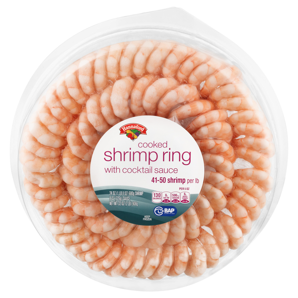 Hannaford Cooked Shrimp Ring with Cocktail Sauce 41-50 ct per lb Fresh