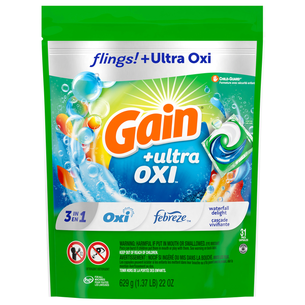 Save on Gain Flings! Ultra Oxi 3n1 Waterfall Delight Laundry