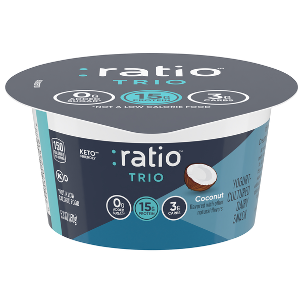 ratio TRIO KETO Friendly Coconut Yogurt Dairy Snack Cup