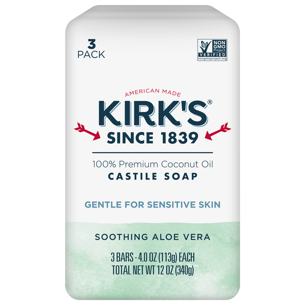 Kirk's Soothing Aloe Vera Gentle Castile Soap Bars - 3 ct