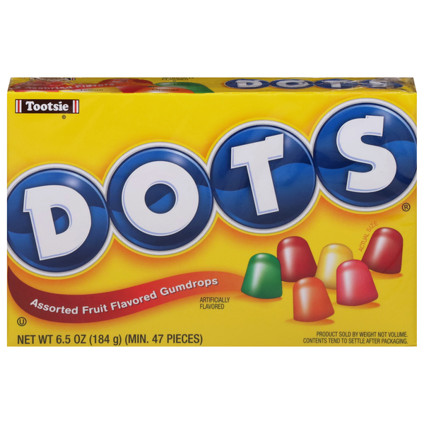 Dots Assorted Fruit Flavored Gumdrops Candy Movie Theater Box