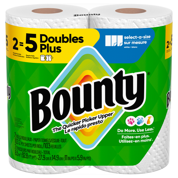Bounty Select-A-Size Doubles Plus 2-Ply Paper Towels Unscented - 2 ct