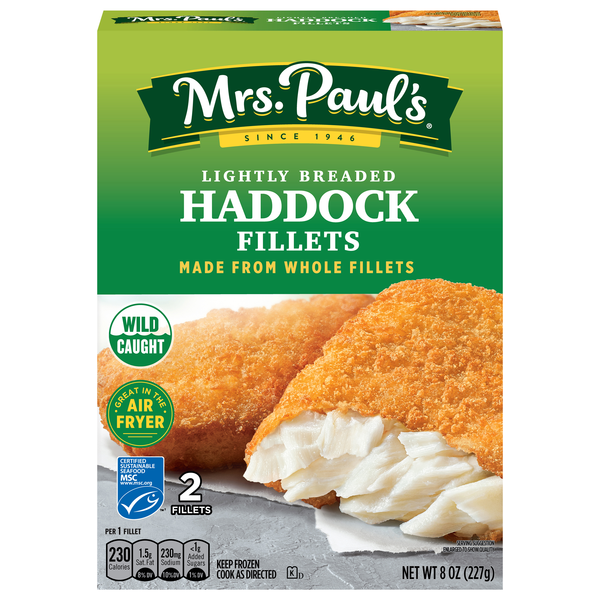 Mrs. Paul's Wild Caught Lightly Breaded Haddock Fish Fillets - 2 ct Frozen