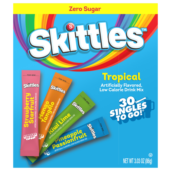 Skittles Singles-to-Go Drink Mix Tropical Variety - 30 ct