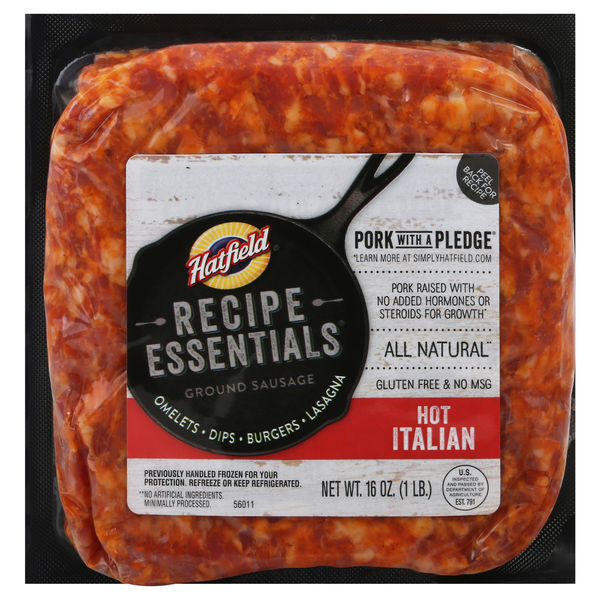 Save on Hatfield Recipe Essentials Ground Sausage Hot Italian Gluten