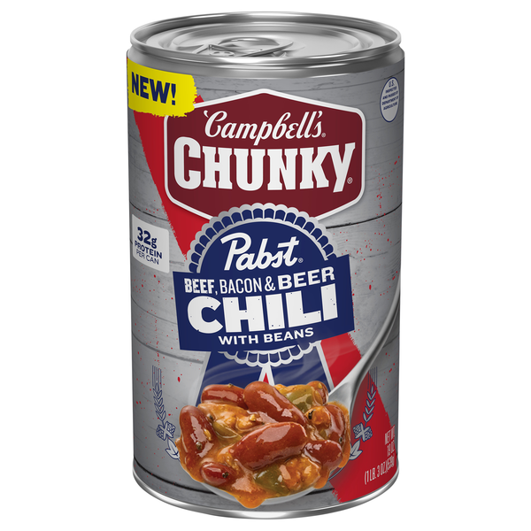 Campbell's Chunky Pabst Blue Ribbon Beef Bacon & Beer Chili with Beans
