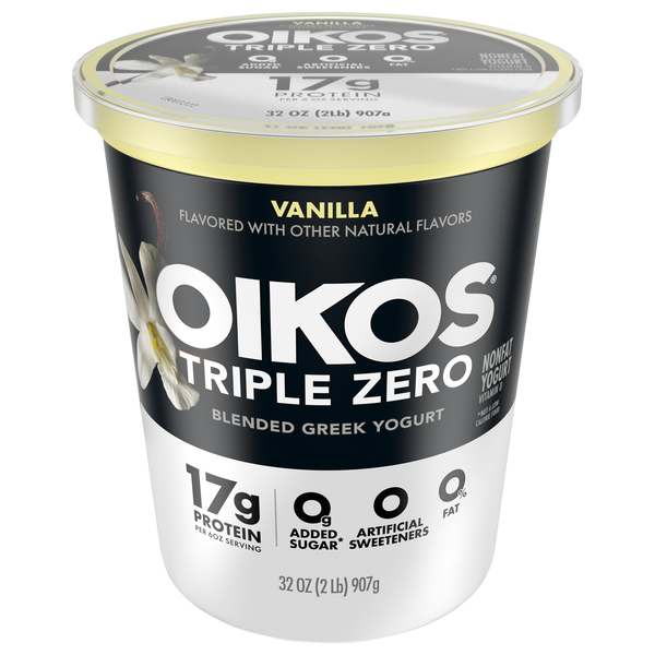 Oikos Triple Zero 17g Protein Non Fat Vanilla Blended Greek Yogurt