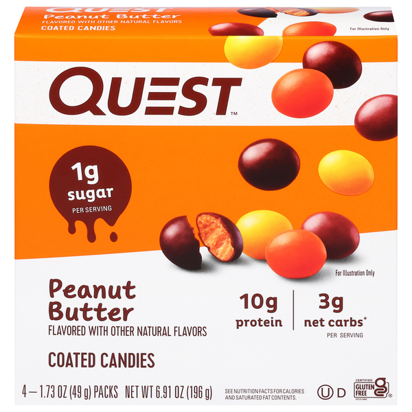 Quest Peanut Butter 10g Protein Coated Candies - 4 ct