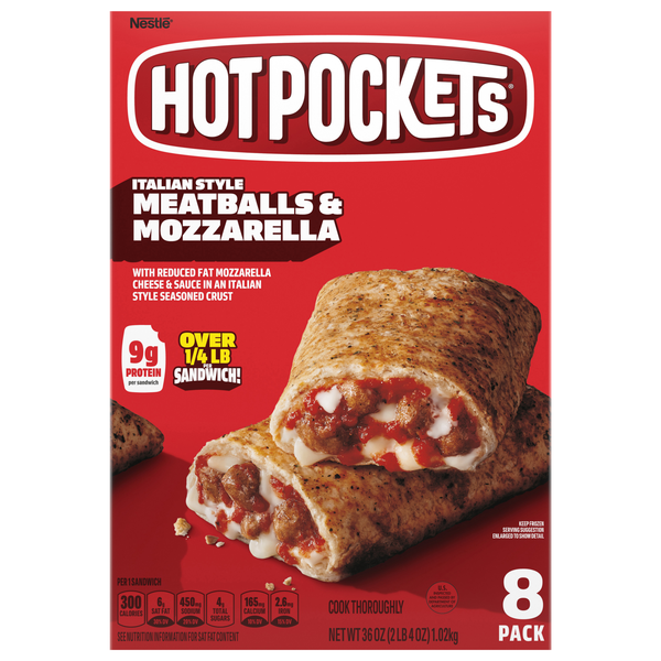 HOT POCKETS Italian Style Meatballs & Mozzarella Sandwiches - 2 ct Frozen