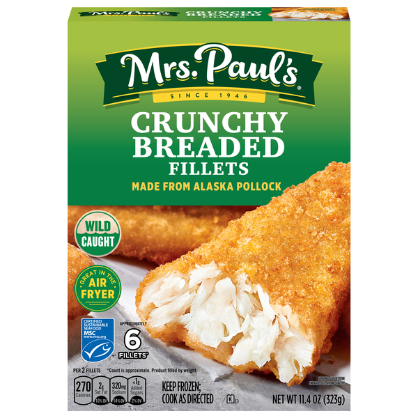Mrs. Paul's Wild Caught Crunchy Breaded Fish Fillets - 6 ct Frozen