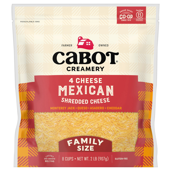Cabot Shredded Mexican 4 Cheese Family Size