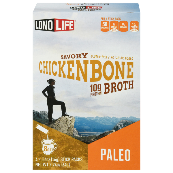 Save on Lonolife Savory Chicken Bone Broth Paleo Gluten Free 4 ct