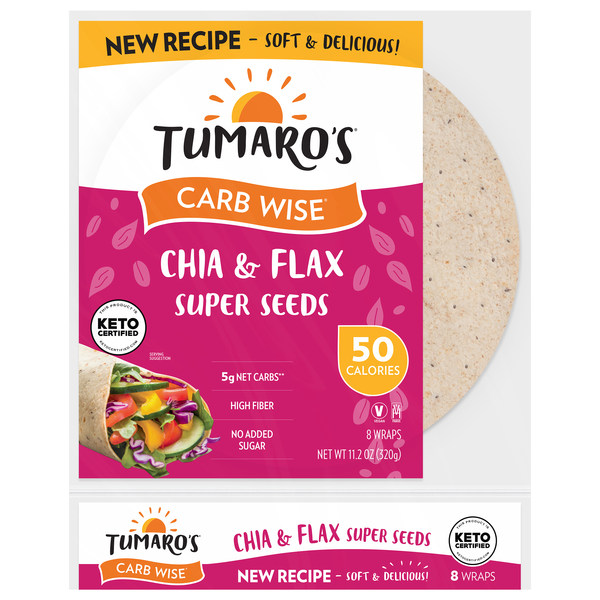 Tumaro's Carb Wise 9 Grains & Super Seeds Wraps - 8 ct