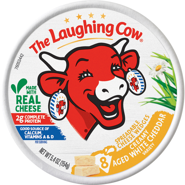 The Laughing Cow Creamy Aged White Cheddar Spreadable Cheese Wedges - 8 ct