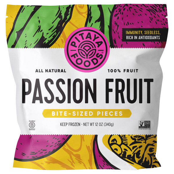 Pitaya Foods All Natural Passion Fruit Bite-Sized Pieces Frozen