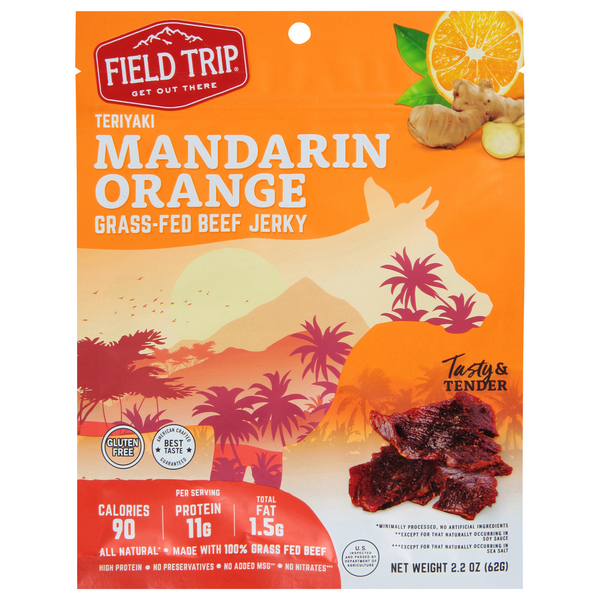 FIELD TRIP Teriyaki Mandarin Orange 11g Protein Grass-Fed Beef Jerky
