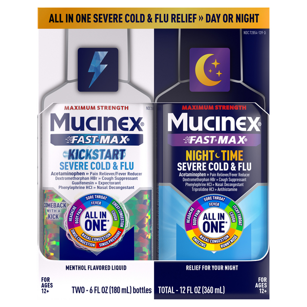 Mucinex Fast-Max Kickstart Nightime Cold & Flu Relief Liquid - 2 ct